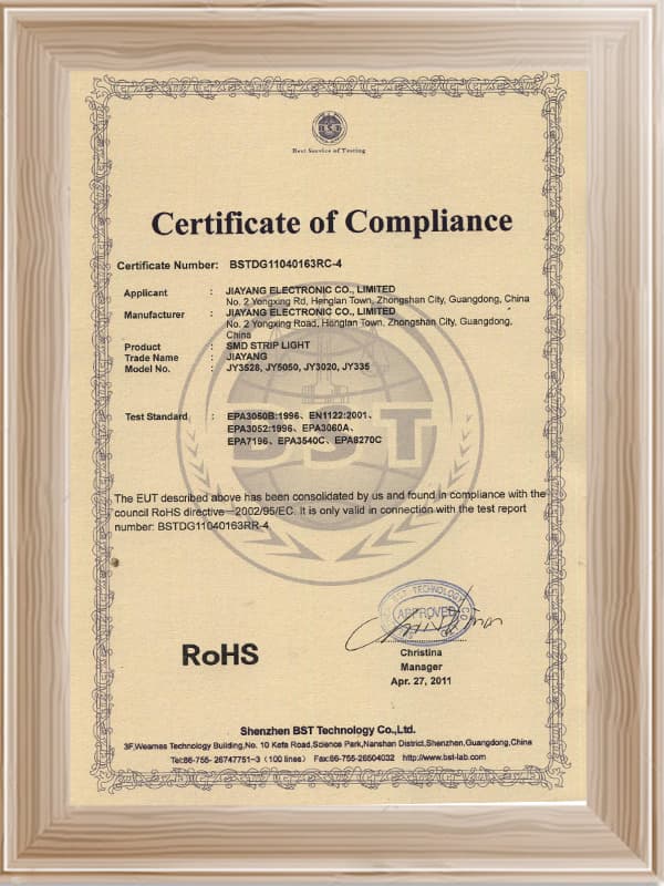 12V ROHS certified RoHS-3 